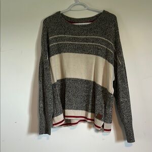 Roots Gray and Cream Crew Neck Sweater
